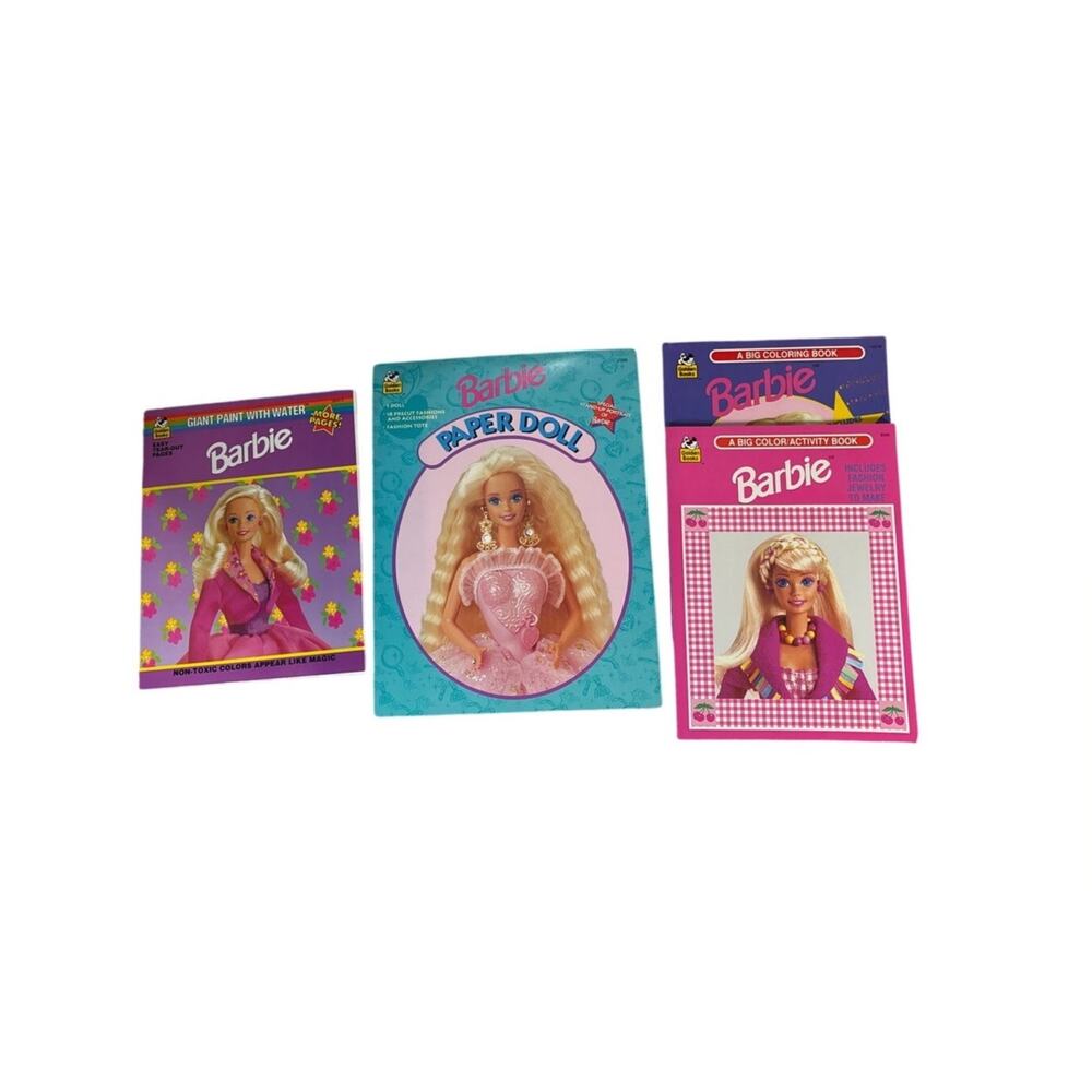 Vintage 1994 Barbie Activity Book Lot Little Golden Books Paper Doll